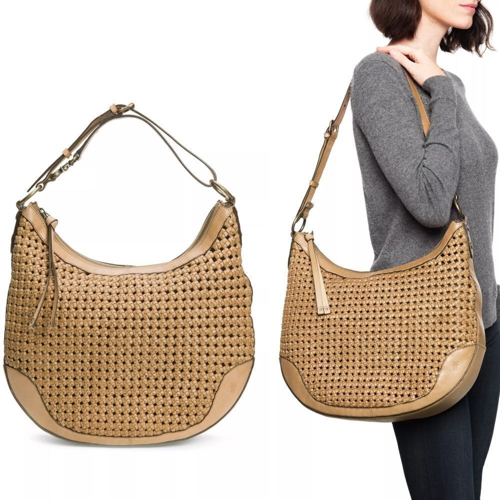 New! FRYE Melissa Woven Leather Scooped Hobo Bag Handbag Adjustable Strap